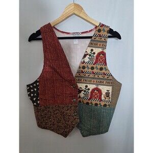 Vtg Country Pickins Sz M Country Western Farm Teacher Vest Cotton Cottagecore